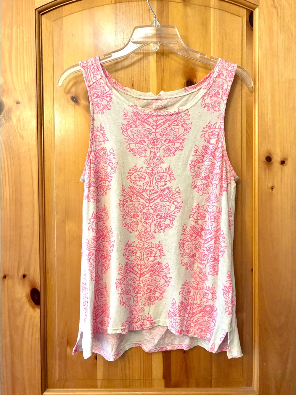 Lucky Brand Pink and Cream Printed Tank Top